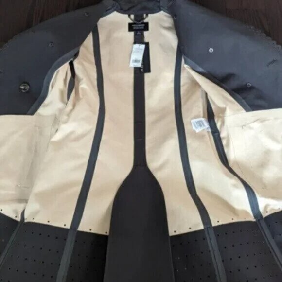 NWT Banana Republic 100% cotton gray eyelet scallop edge trench coat - Picture 8 of 8